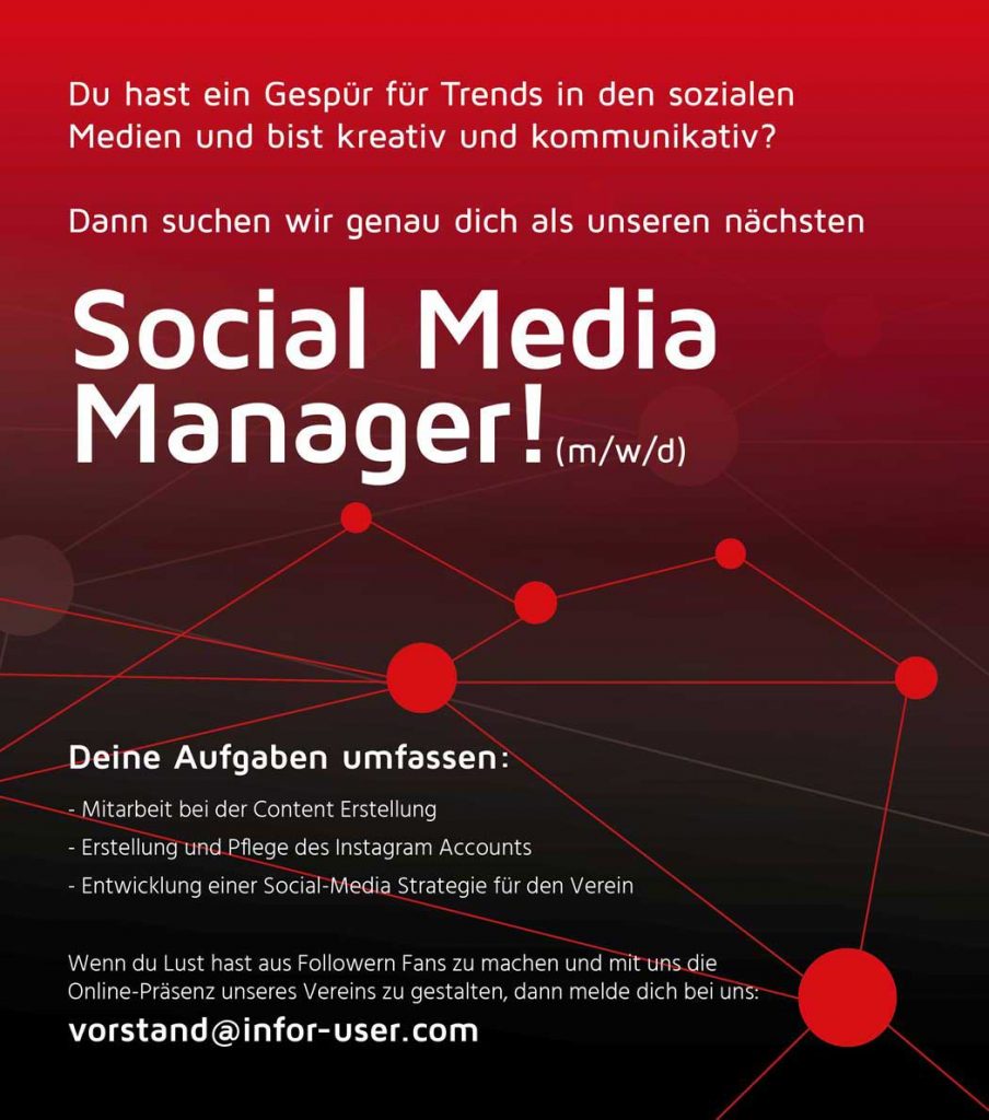 Infor Anwenderverein sucht Social Media Manager